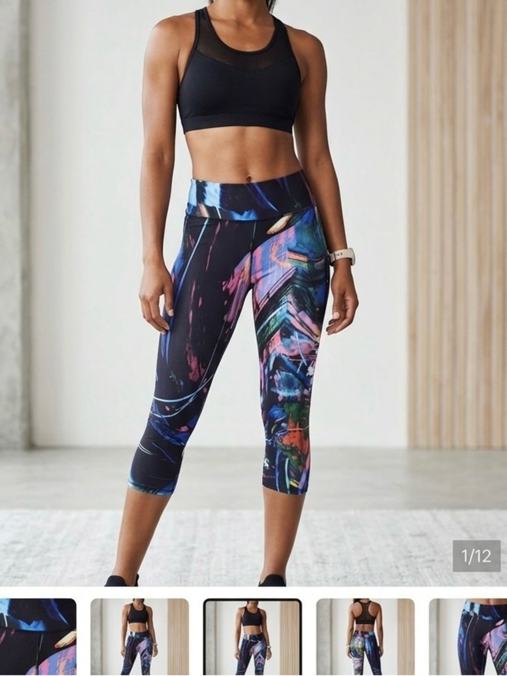 Fabletics Leggings Grafiti Capris Exercise Gym Activewear Yoga Size L